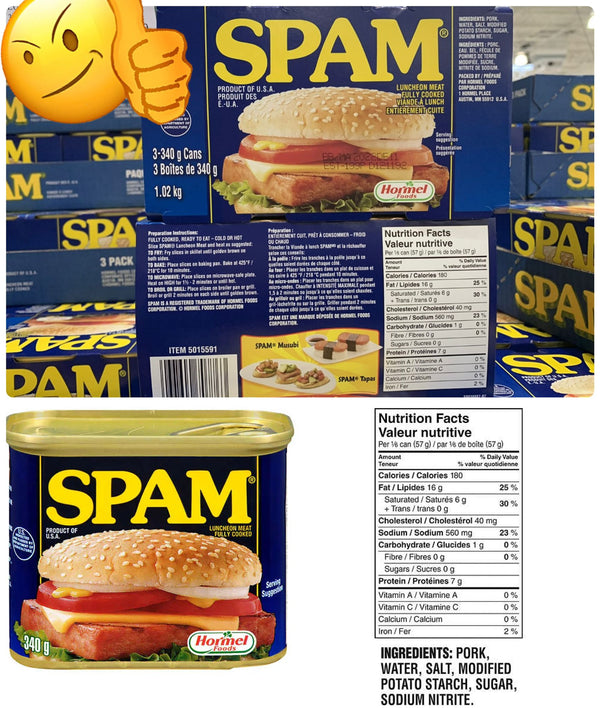 SPAM Luncheon Meat 3 x 340g Spam午餐肉 大罐裝 340g (1套3罐)