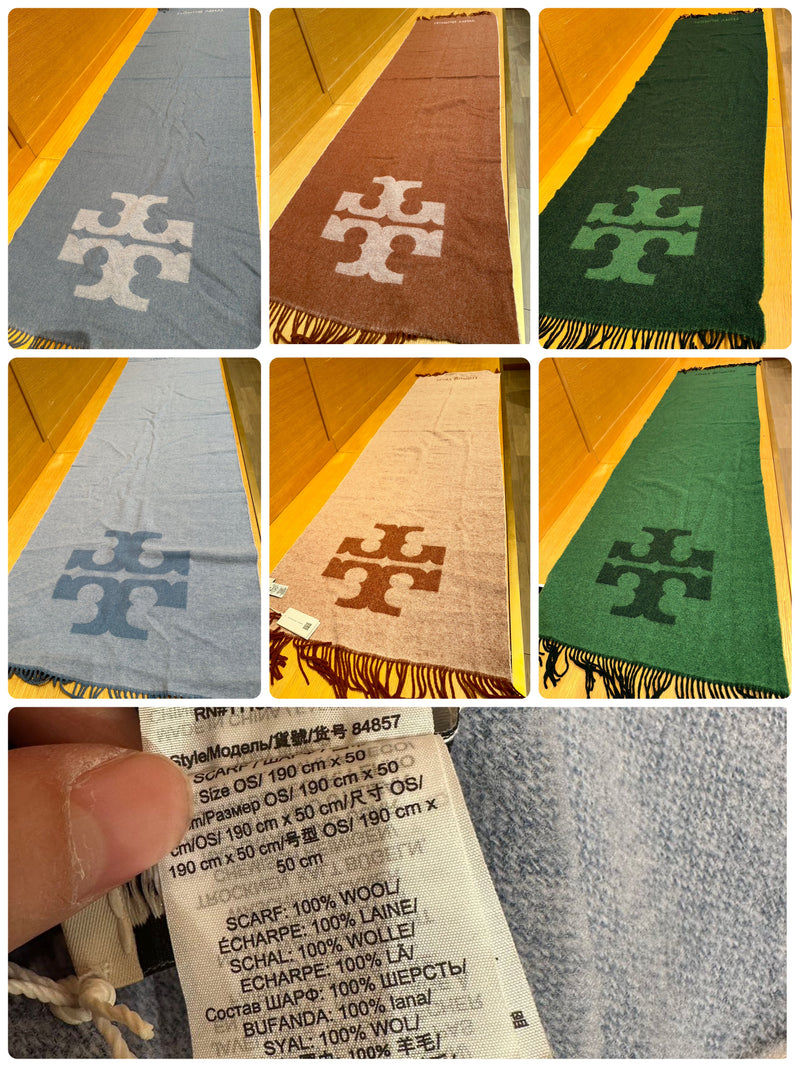 Tory Burch 100% Wool Scarf (雙面色）