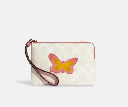 清Coach Corner Zip Wristlet (Butterfly)