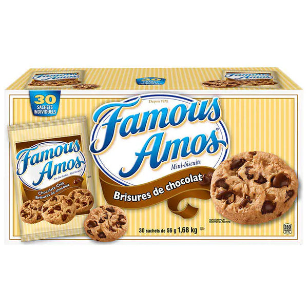 Famous Amos Chocolate chips cookie 🍪 朱古力曲奇餅 1.68kg (30小包)