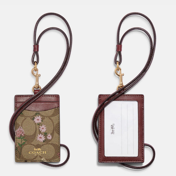 Coach Id Lanyard In Signature Canvas With Wildflower Print