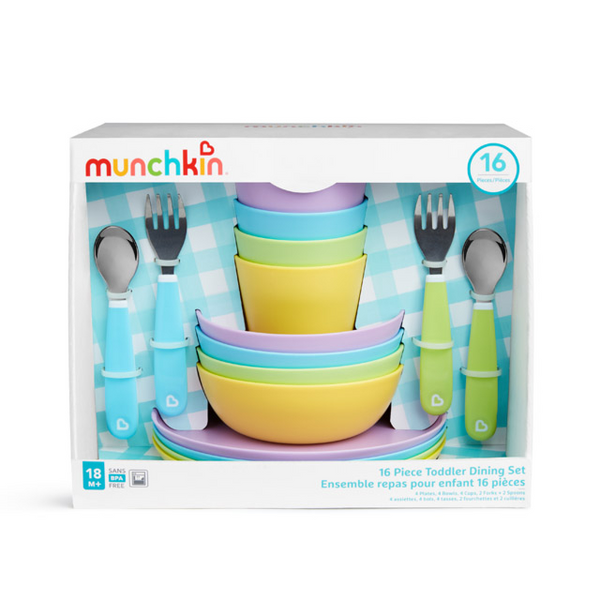 Munchkin Children's Dining Set 16 Piece 色彩繽紛兒童餐盤套裝（16件）