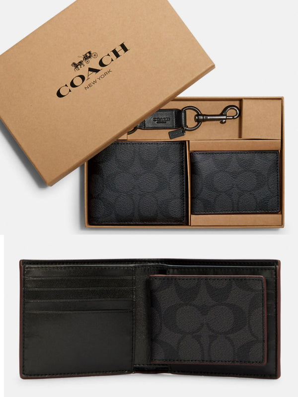 Coach Boxed 3 In 1 Wallet Gift Set In Signature Canvas