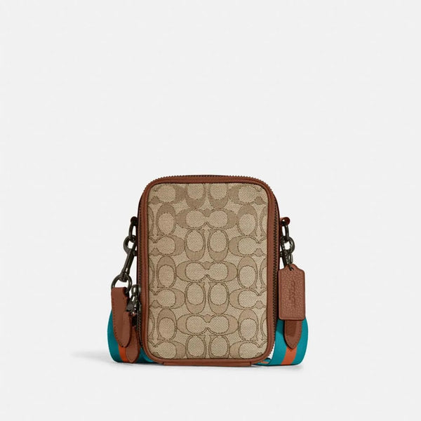 COACH Signature Stanton Crossbody Khaki Saddle