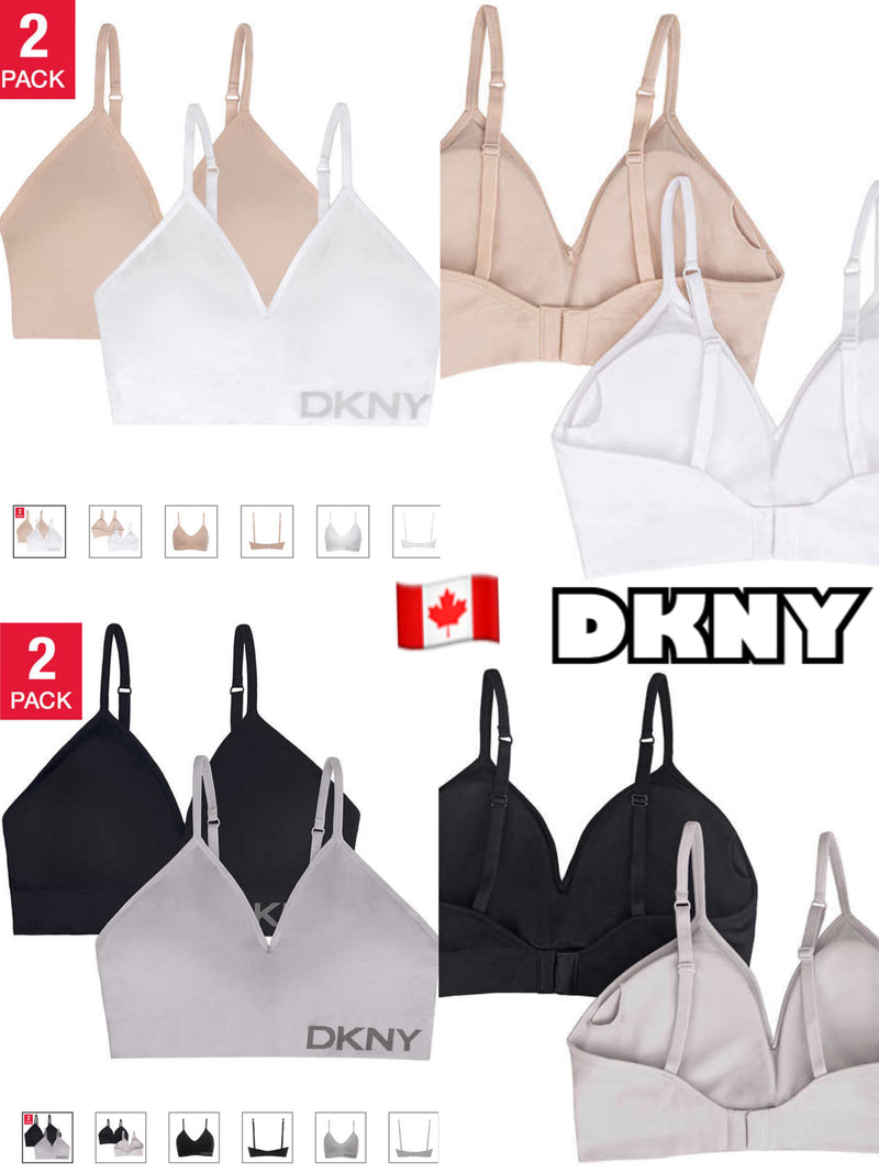 DKNY Women's Seamless Bra, 2-pack女士無縫柔軟運動內衣2件裝