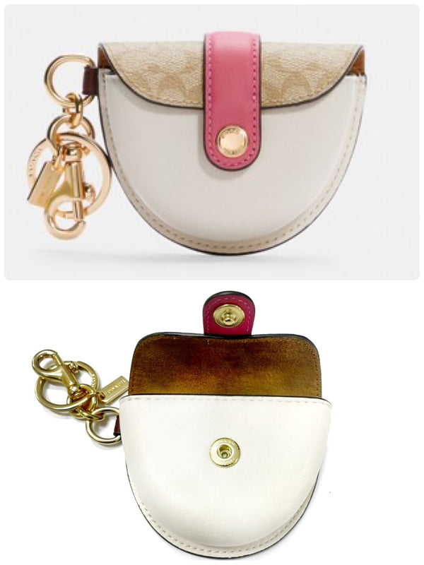 Coach Mini Saddle Bag Charm In Signature Canvas (Khaki)