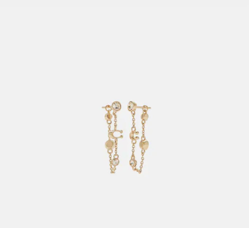 Coach Signature Crystal Chain Earrings