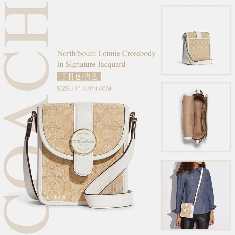 Coach North/South Lonnie Crossbody In Signature Jacquard電話📲斜孭袋