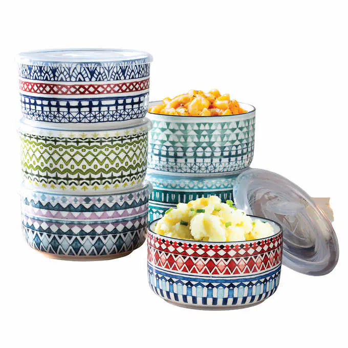 🚢(船運）Signature Housewares Storage Bowls with Lids 美國第一大品牌 Signature Housewares 陶瓷湯碗連蓋套裝(6個套)