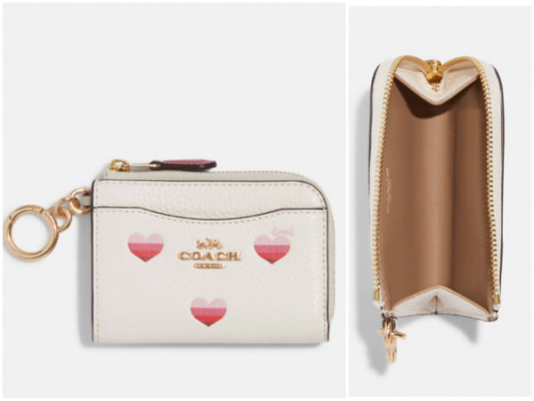 Coach Pencil Case in Signature Canvas with Stripe Heart Print