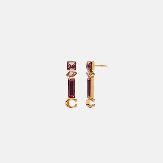 Coach Signature Jewel Drop Earrings (Gold)