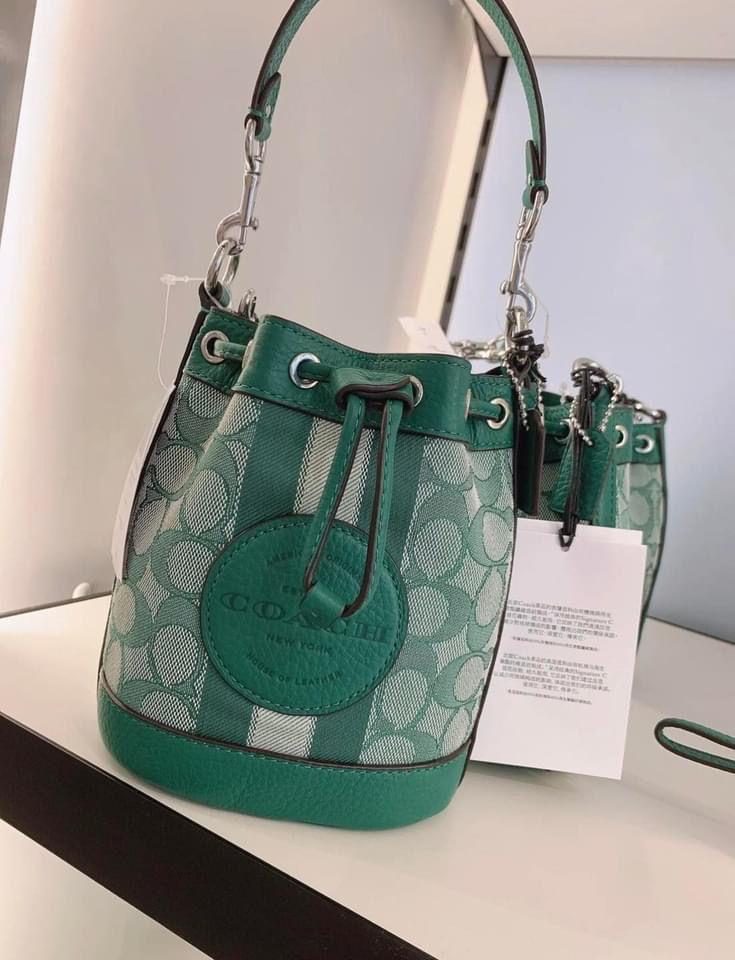 COACH Mini Dempsey Bucket Bag In Signature Jacquard With Stripe And Coach Patch