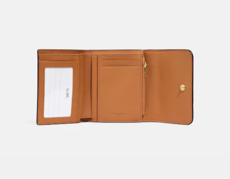 Coach Small Trifold Wallet In Blocked Signature Canvas