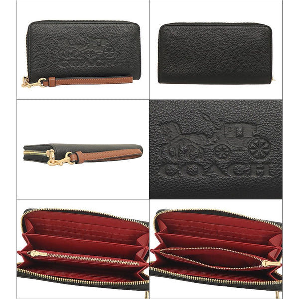 Coach Long Zip Around Wallet With Horse And Carriage (Black)