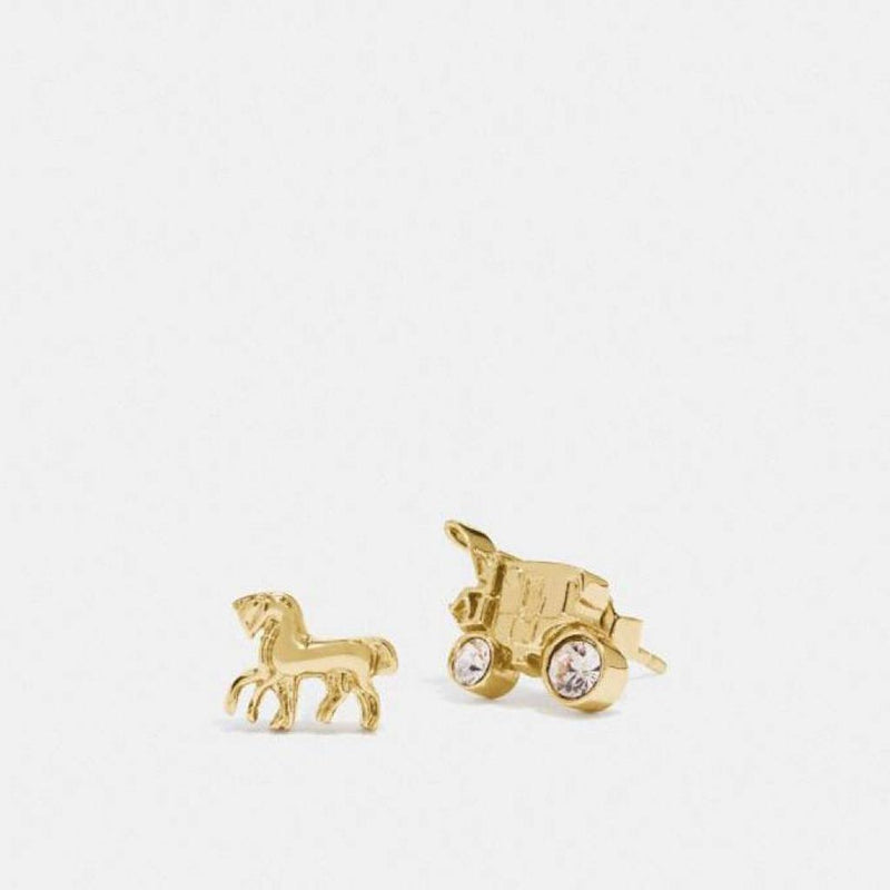 COACH HORSE AND CARRIAGE STUD EARRINGS馬車Logo造型耳環