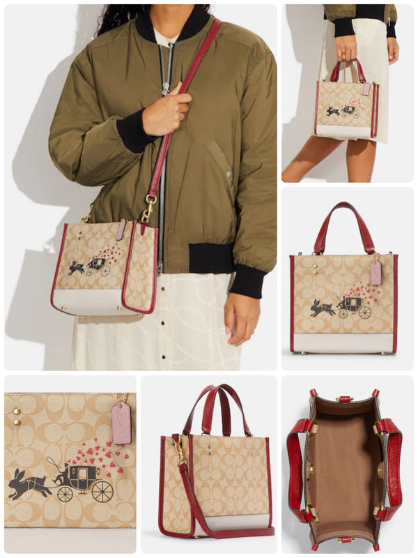 COACH Lunar New Year Dempsey Tote 22 In Signature Canvas With Rabbit And Carriage