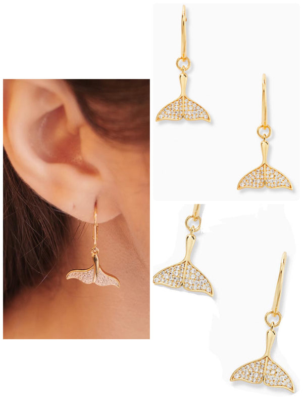 Kate Spade whale tails pave drop earrings