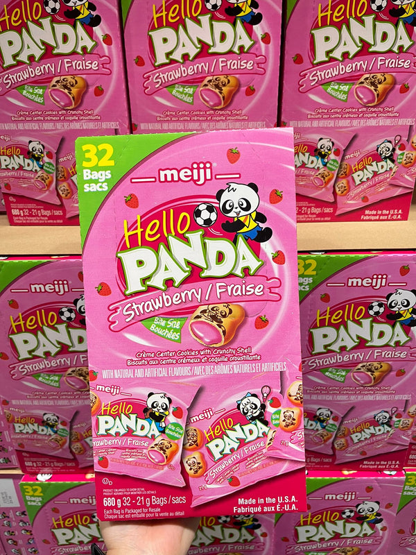 Meiji Hello Panda 明治可愛熊貓士多啤梨🍓夾心餅乾680g (1盒32包)