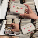 Coach L Zip Card Case With Stripe Heart Print
