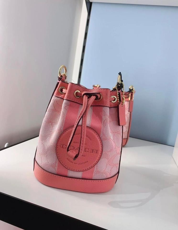 COACH Mini Dempsey Bucket Bag In Signature Jacquard With Stripe And Coach Patch