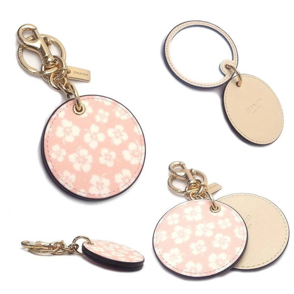 Coach Mirror Bag Charm With Graphic Ditsy Print Pink Floral