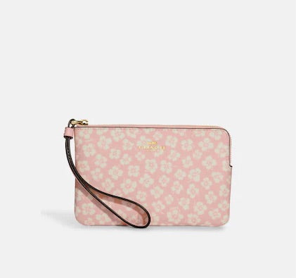 Coach Corner Zip Wristlet (Pink)