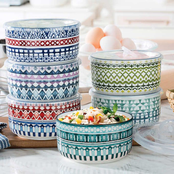 🚢(船運）Signature Housewares Storage Bowls with Lids 美國第一大品牌 Signature Housewares 陶瓷湯碗連蓋套裝(6個套)