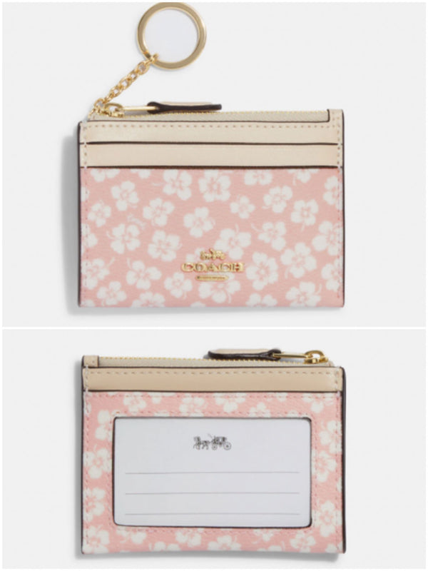 Coach Mini Skinny Id Case With Graphic Ditsy Floral Print