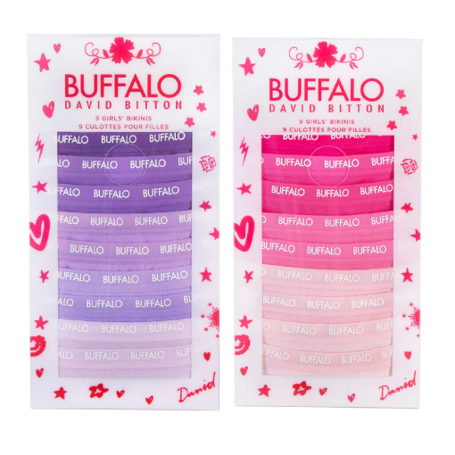 Buffalo Girl's Bikini Brief, 9-pack 女童棉質內褲(一盒9條）sizes XS -XL