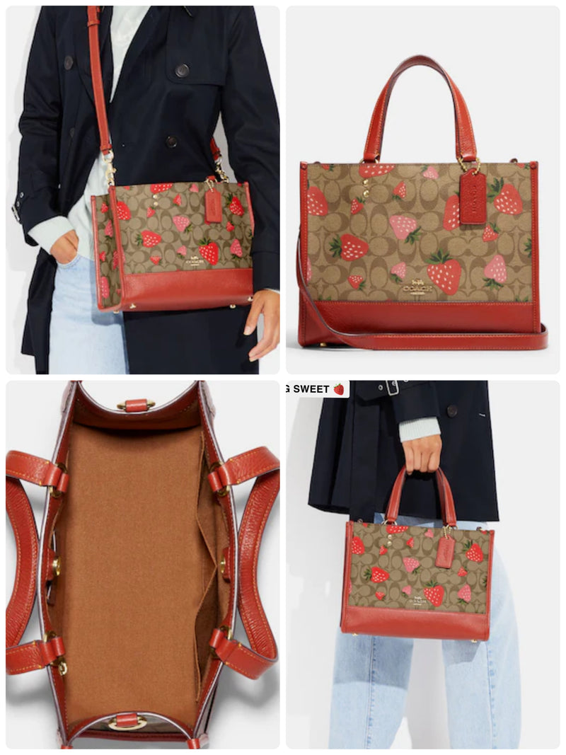 Coach Dempsey Carryall In Signature Canvas With Wild Strawberry Print