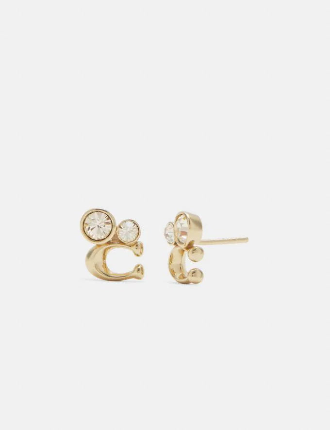 Coach Signature Crystal Cluster Stud Earrings