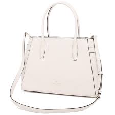 Kate Spade Lucia Medium Crossbody Leather Satchel in Parchment (White)